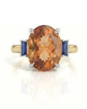 Oval Natural Imperial Topaz three-stone setting in two tone - SARATTI