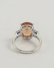 Oval Topaz setting-only design with blue sapphire contrast in white gold | SARATTI