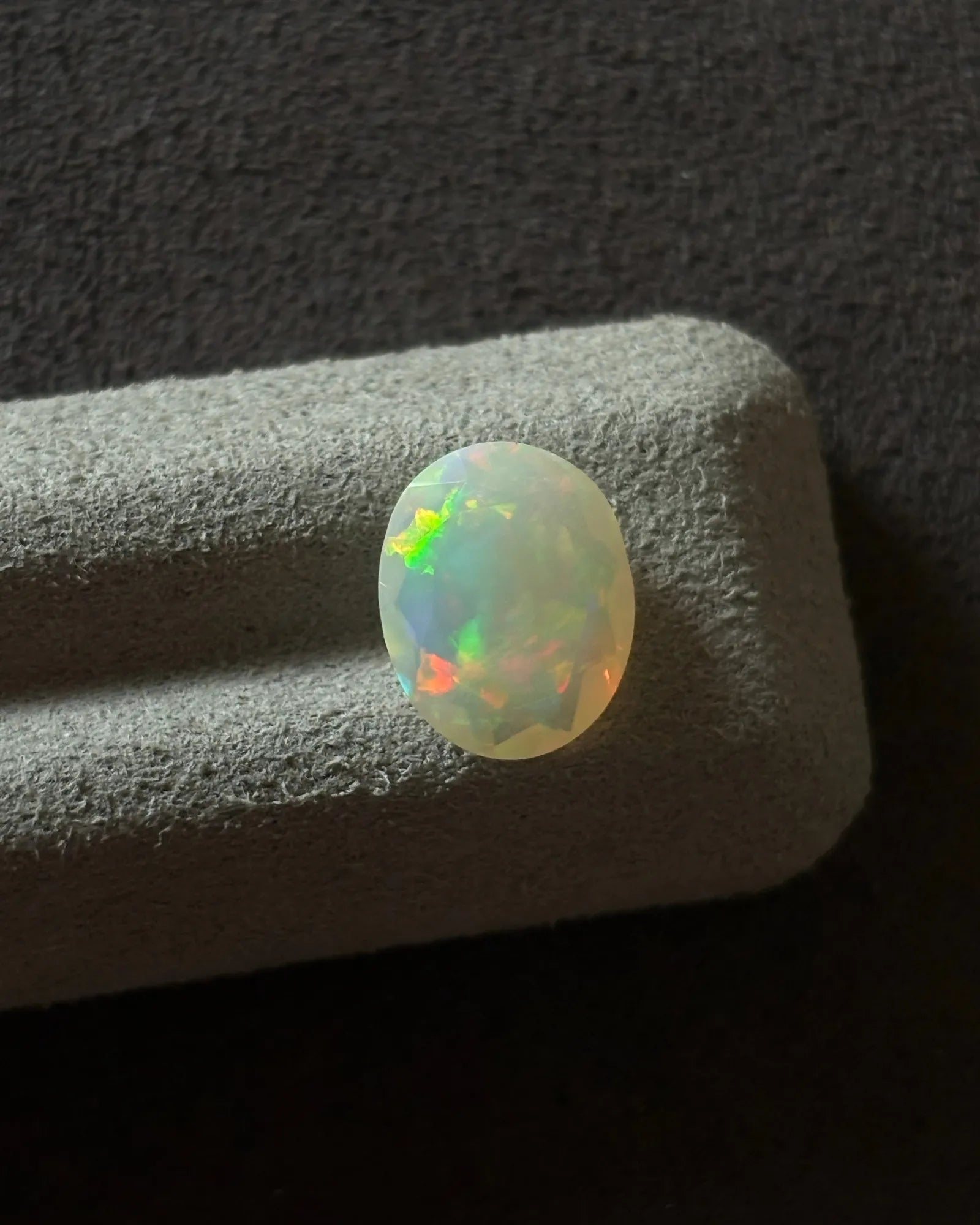 Oval White Opal cabochon with polished dome surface | SARATTI