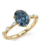 Lacey | Blue Moissanite 18K Yellow Gold Ring