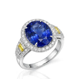 5 carat Unheated Blue Sapphire Diamond Heirloom Ring