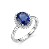 Oval Sapphire Halo Diamond Promise Ring
