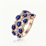 Multi row sapphire diamond ring rose gold finish | SARATTI