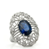 Oval Sapphire Ring in 18K White Gold