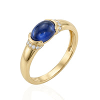 Tension Set Royal Blue Sapphire Gold Ring with Diamonds