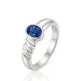 Bezel Set Oval Sapphire Solitaire Ring