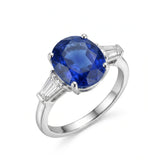 Oval Sapphire Three-Stone Ring in White Gold