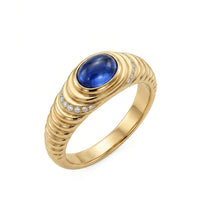 Cabochon Blue Sapphire Ring with Diamonds