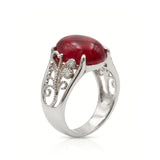 Oval Cabochon Ruby Ring in 18K Gold