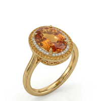 SOLARA CREST – Natural Imperial Topaz Double Halo Setting - Oval Cut