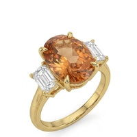 LUCENT STEP – Natural Imperial Topaz Three-Stone Setting - Oval Cut