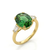 Oval Green Tourmaline Ring in Yellow Gold