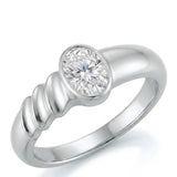Lauren • Bezel Engagement Ring Moissanite 18K White Gold