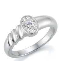 Lauren • Bezel Engagement Ring Moissanite 18K White Gold