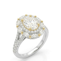 ELLE • Oval Moissanite Engagment Ring in Two Tone Design