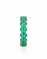 Oval natural emerald eternity ring in Platinum | SARATTI