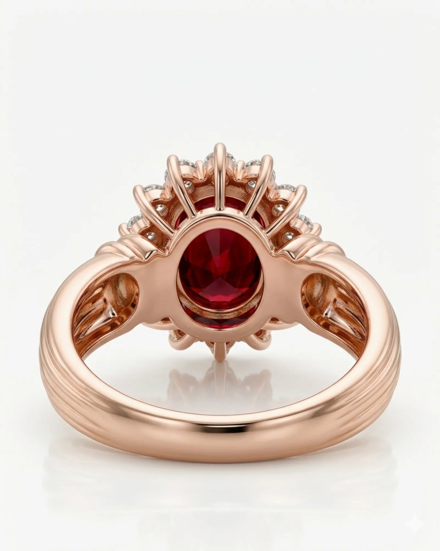 Oval natural ruby halo ring 1.2ct red ruby diamond halo ring rose gold sculpted band vintage fine jewelry | SARATTI