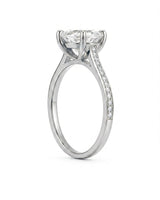 Oval pavé moissanite engagement ring for a refined proposal crafted in platinum | SARATTI