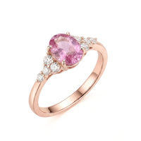 Oval Pink Sapphire and Diamond Rose Gold Ring