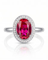 Oval pink tourmaline halo ring with natural diamonds in polished Platinum | SARATTI