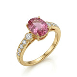 【Ships Fast】18K Gold Purple Sapphire Diamond Ring