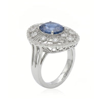 Oval Royal Blue Sapphire and Diamond Cocktail Ring