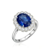 3 carat Oval Natural Sapphire and Diamond Cocktail Ring