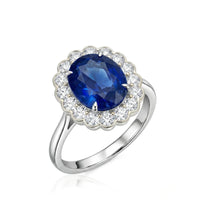 3 carat Oval Natural Sapphire and Diamond Cocktail Ring