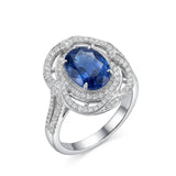 3 cts Unheated Royal Blue Oval Sapphire Ring
