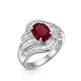 【Ships Fast】PT850 Ruby Baguette Diamond Wave Ring