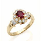 Diamond Halo Ruby Ring in 18K Yellow Gold