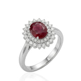 Oval Ruby and Diamond White Gold Ring
