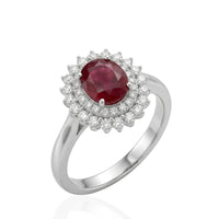 Oval Ruby and Diamond White Gold Ring
