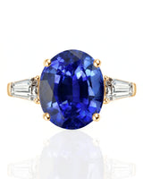 Oval sapphire and diamond engagement ring in 18K yellow gold for meaningful gifting | SARATTI