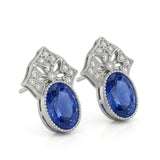 【Ships Fast】18K Gold Sapphire Diamond Stud Earrings