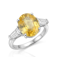 Yellow Sapphire Ring with Diamonds in 18K White Gold