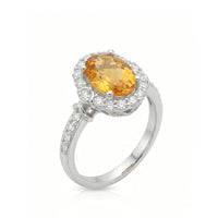 Yellow Sapphire Ring in 18K White Gold