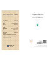 GUILD report for 5.01ct Natural Emerald recording Intense Green colour and insignificant clarity enhancement | SARATTI