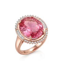 Tourmaline Ring & Diamonds In 18K Rose Gold