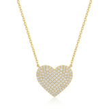 Pave´ Diamonds Love Necklace in Yellow Gold