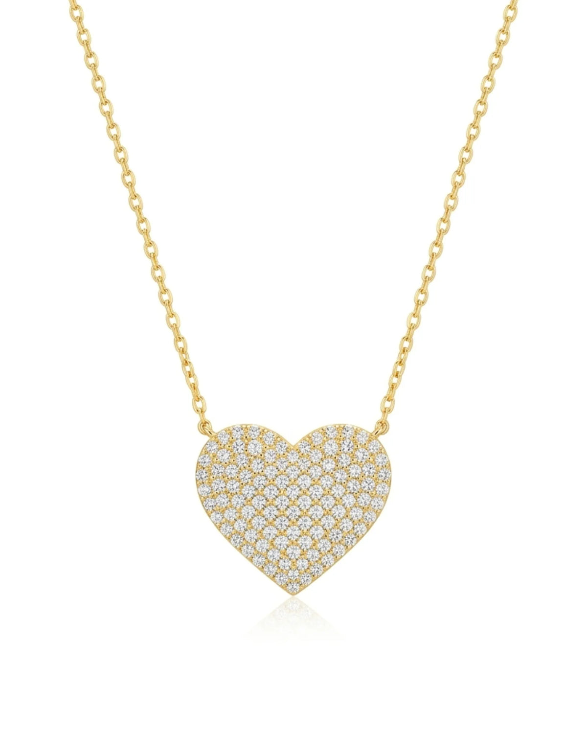 Pavé diamond heart necklace with round diamonds in 18K yellow gold | SARATTI