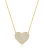 Pavé diamond heart necklace with round diamonds in 18K yellow gold | SARATTI