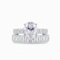 Juliet • Pear Cut Moissanite Engagement Ring & Eternity Band