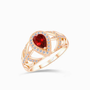 Rose Gold Ruby Ring with Diamonds in 18K Rose Gold | Saratti