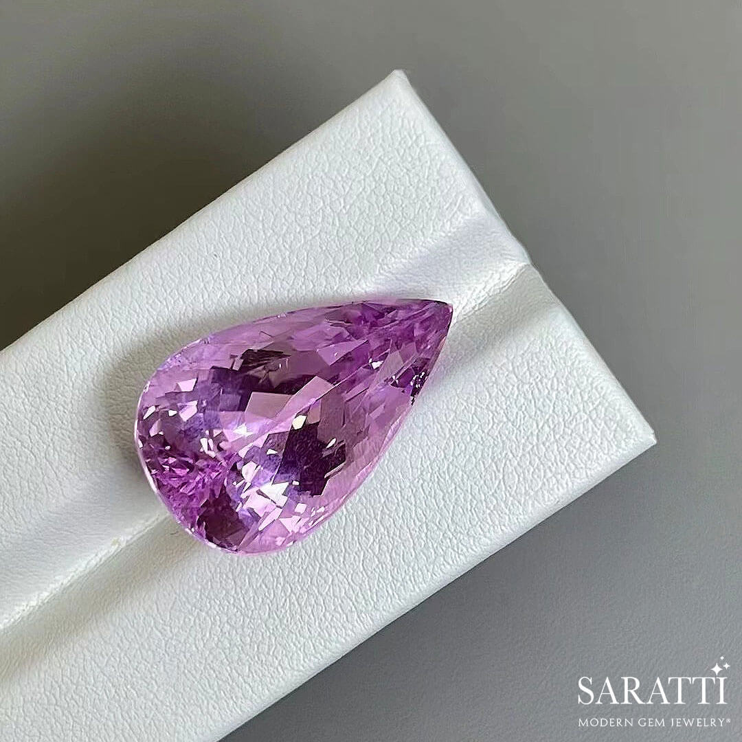 Pear Cut Pink Natural Kunzite Gemstone | Saratti Gems