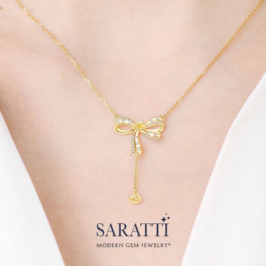 Pear Shape Fancy Yellow Diamond Pendant | Saratti