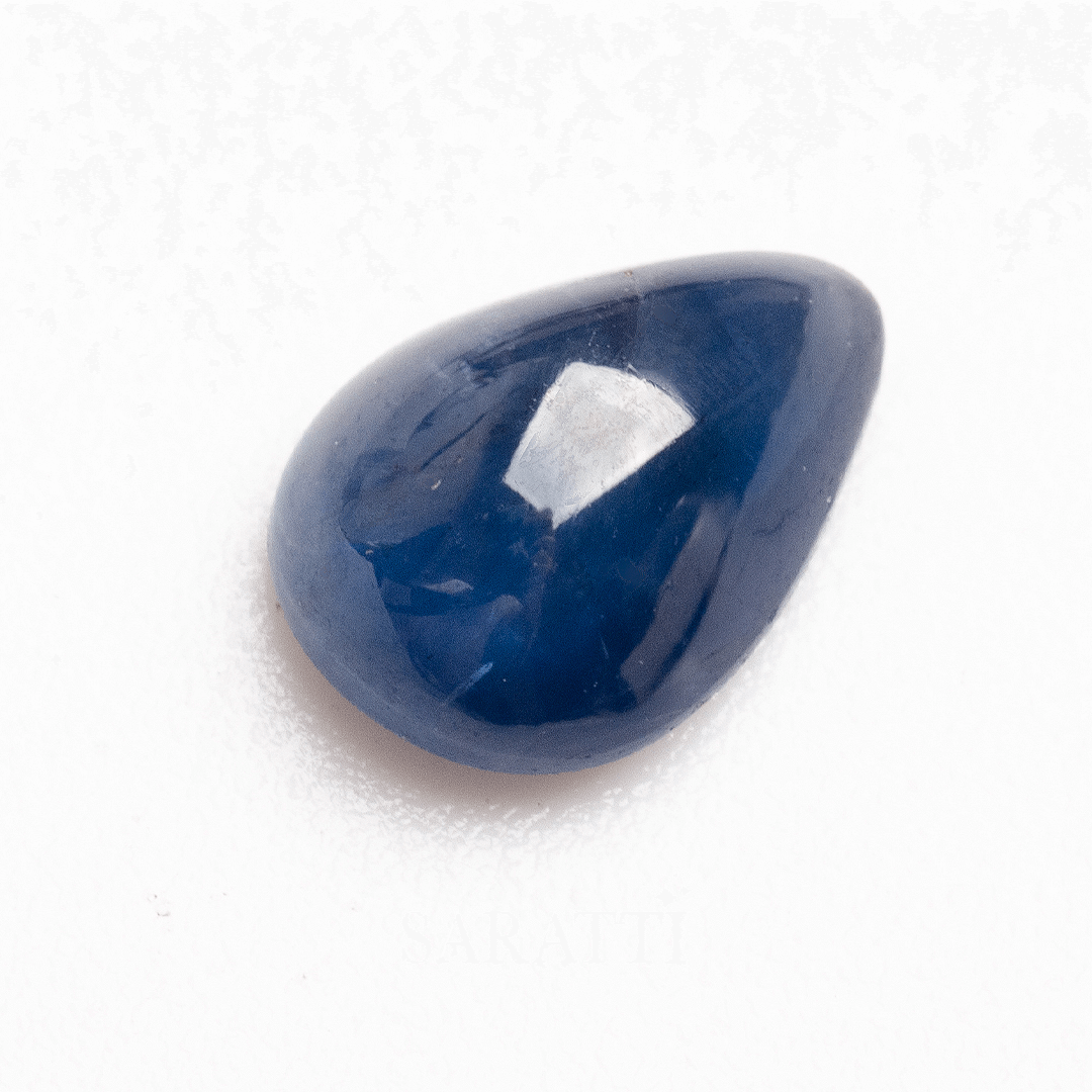 Pear-shaped cabochon sapphire gemstone for custom jewelry designs