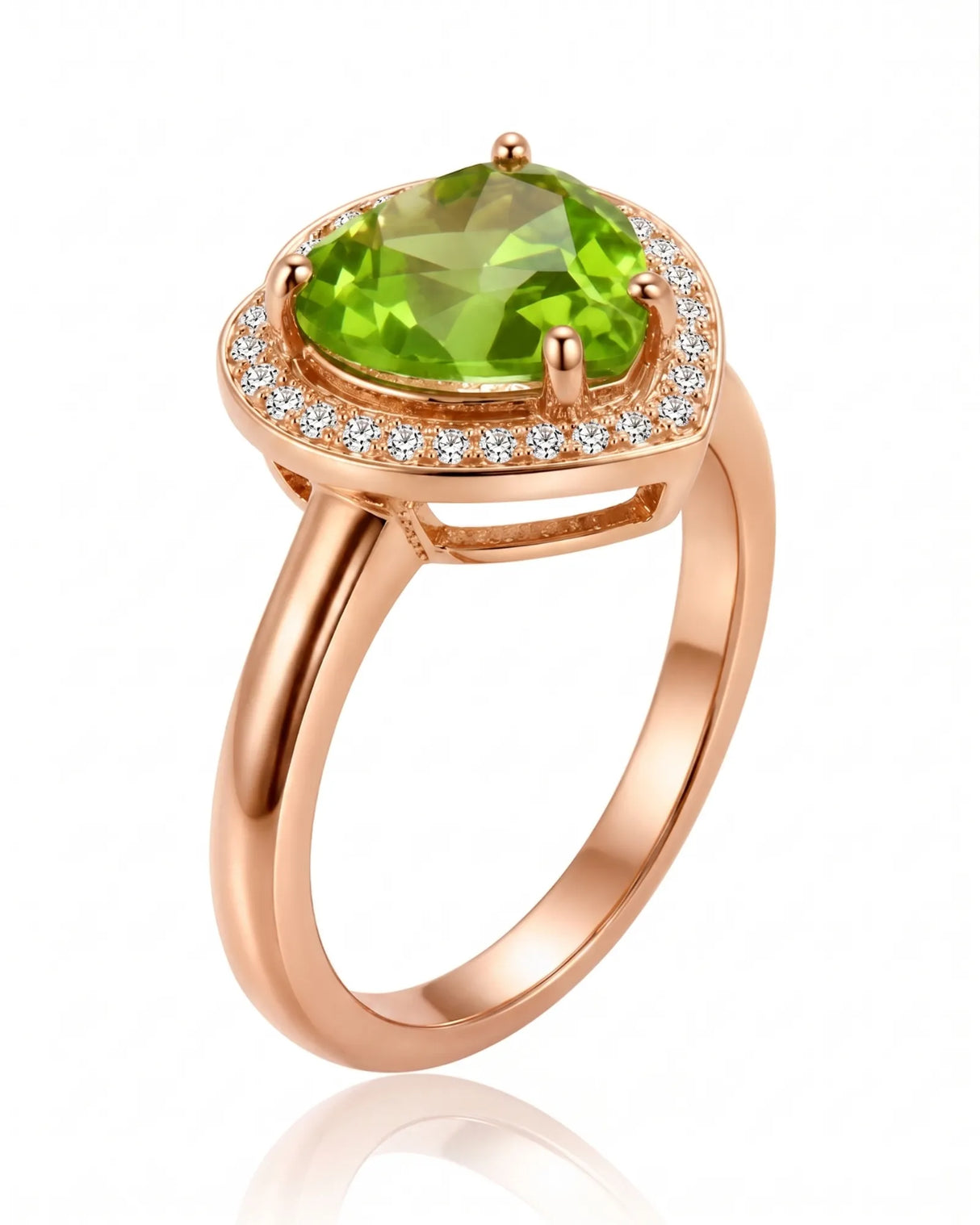 Pear-shaped green tourmaline halo ring with natural diamonds in 18K Rose Gold | SARATTI