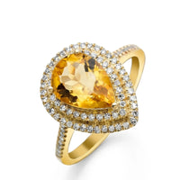 Citrine Ring in Pear Shape and Yellow Gold