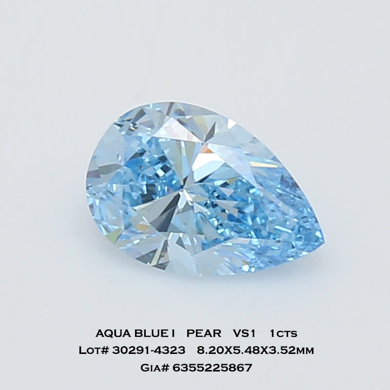 Pear Cut Aqua Blue Natural Diamond VS1 Clarity | Saratti